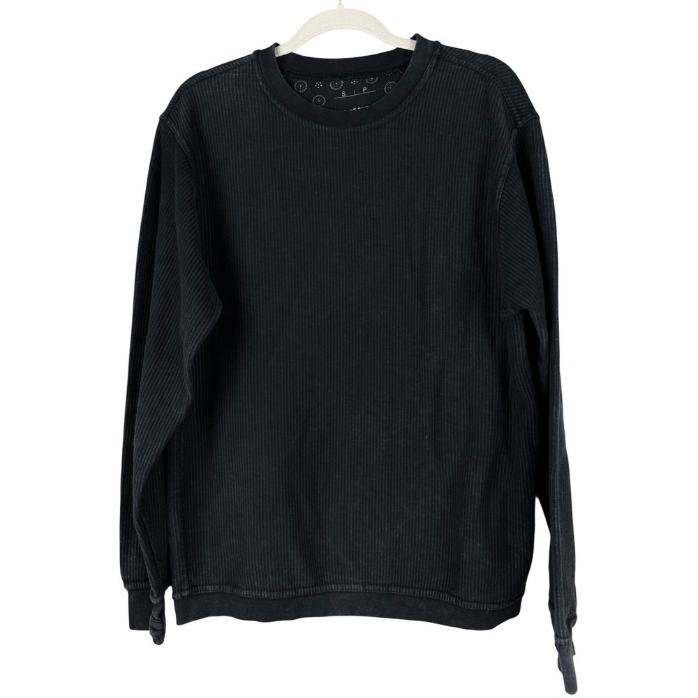 Royce Comfy Corded Top Sweatshirt Women's Small Thumb Holes Black Minimalist